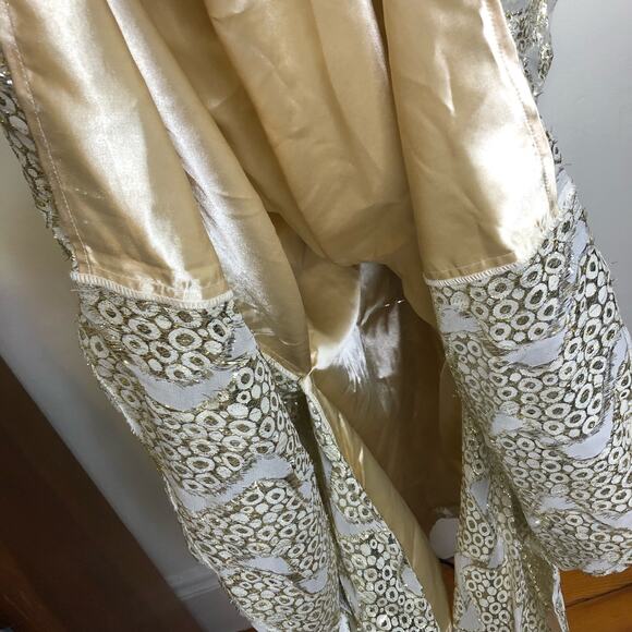 Melissa Odabash Kaftan Dress Maxi Look 5 Gold Shimmer Empire V Neck One Size - Picture 8 of 12